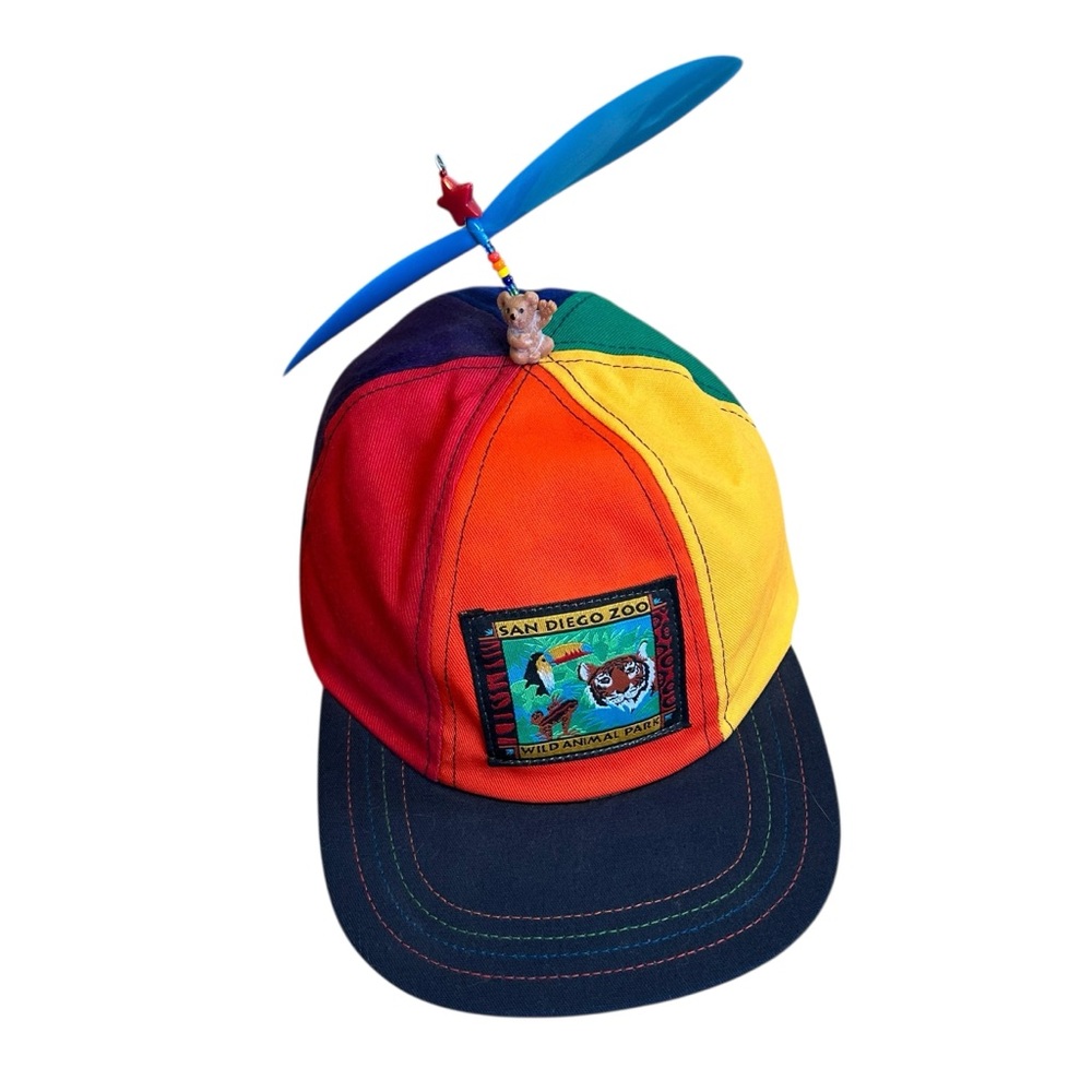 Vintage Colorful Rainbow Pinwheel Baseball Hat Sand Diego Zoo Unisex Medium Fit!